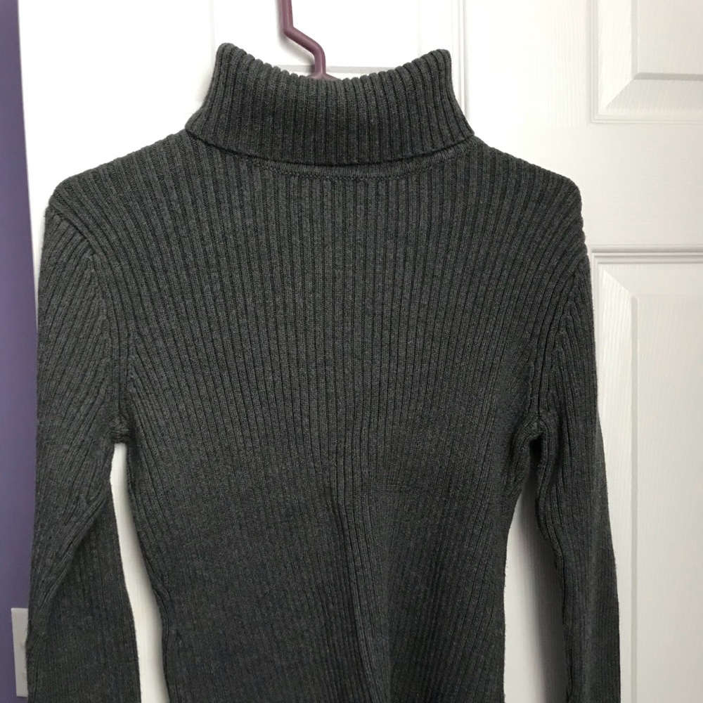 Womens Grey Long Sleeve Turtle Neck Sweater
